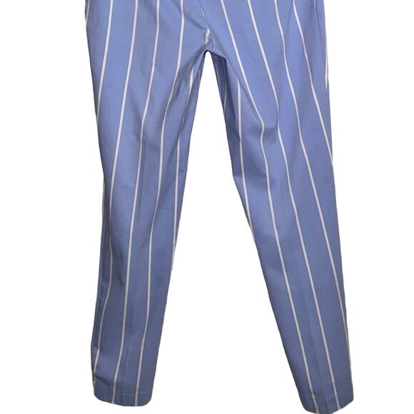 Forever 21 Light Blue & White Striped Pants Stretch Trousers Sz Medium Nautical - Picture 9 of 11